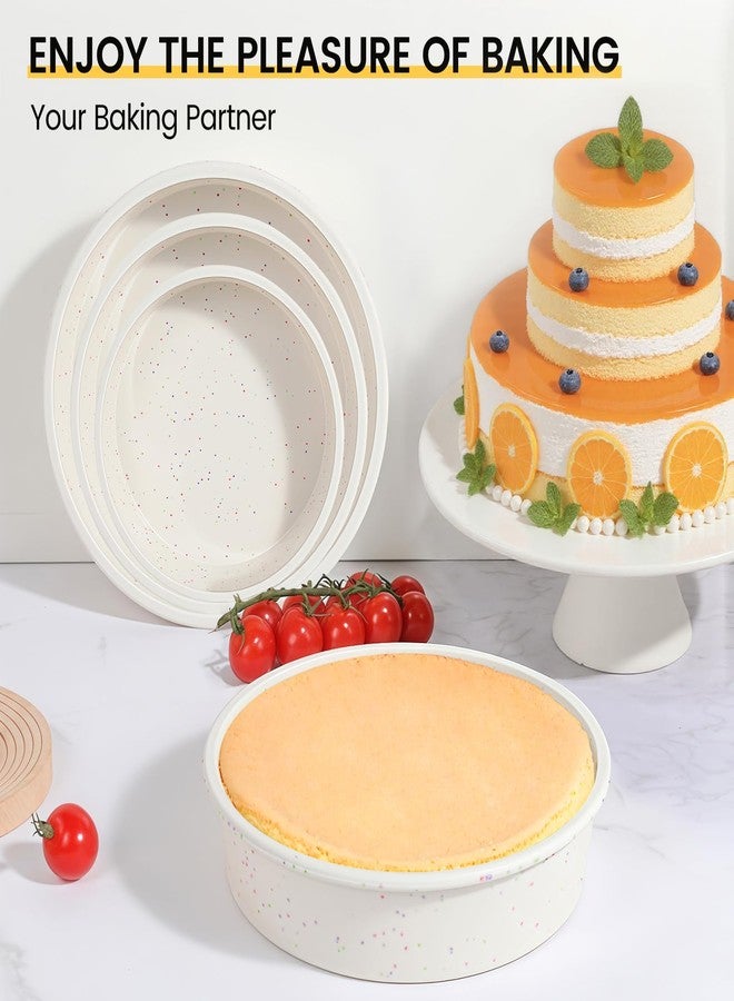 Vinino 3 Pack Round Cake Pan Set (6''/8''/10'') with Metal Reinforced Frame, Circle Cake Pan for Baking Nonstick Silicone Springform Pan for Baking Suitable for Making Layers, Cheese & Chocolate Cakes - Image 4
